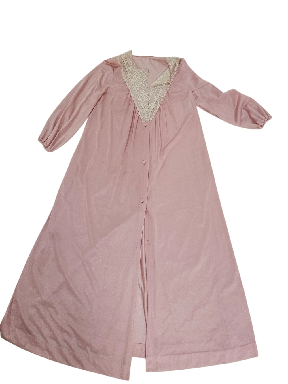 Career Guild Pink Long Lace Trim Nightgown Women Intimates & Sleepwear